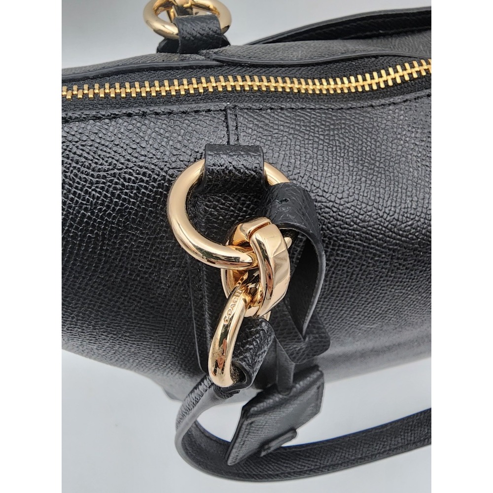 Coach Ava Tote Crossgrain Black Leather Shoulder Bag with Gold F57526 - Picture 9 of 15